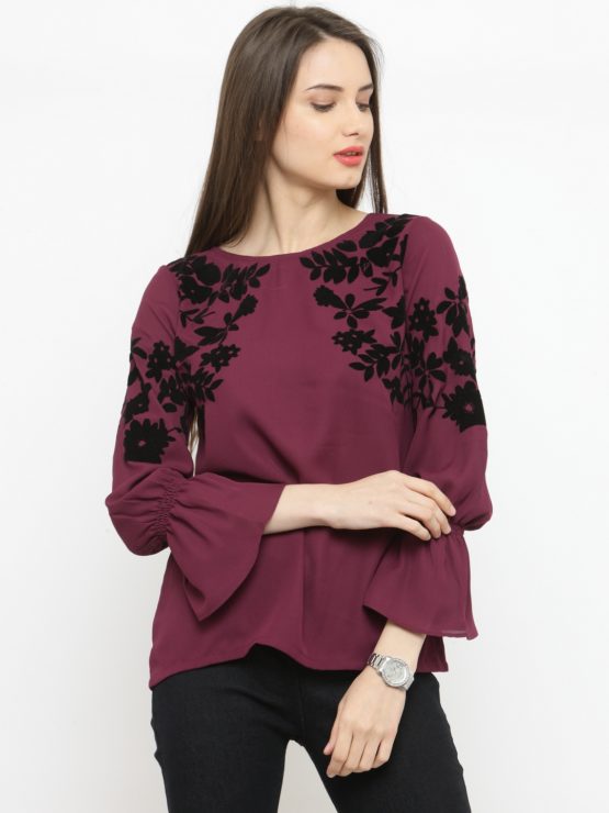 Myntra - plusS Women Burgundy Printed A-Line Top - Suggested Products